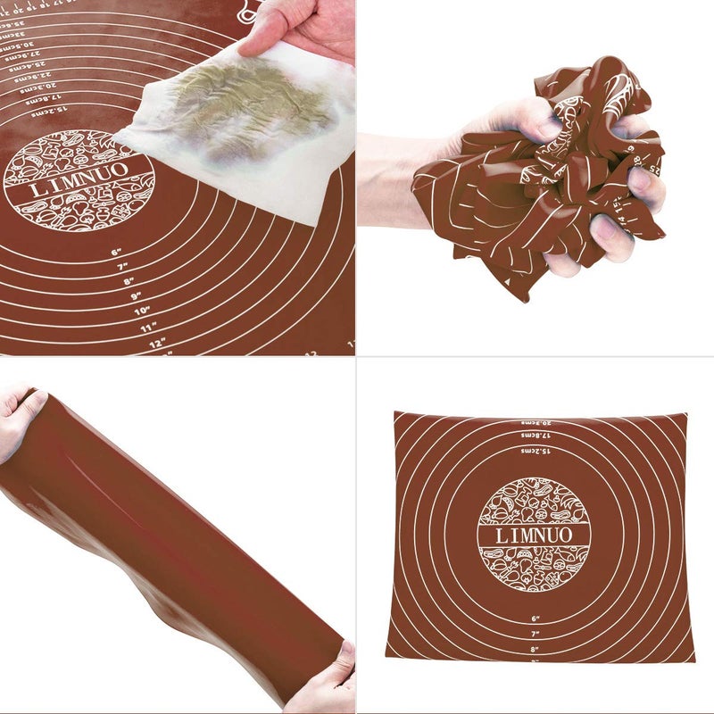 LIMNUO Silicone Baking Mat, Extra Thick Large Non Stick Pastry Mat Sheet for Dough Pie Crust Rolling Mats (Brown, M-16''(W)*20''(L)) - Image 3